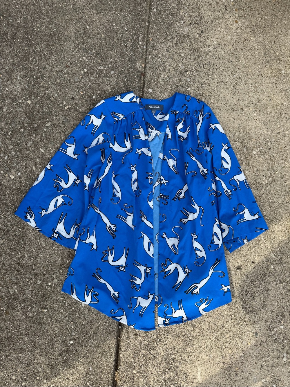 Blue Cat-Print Top by